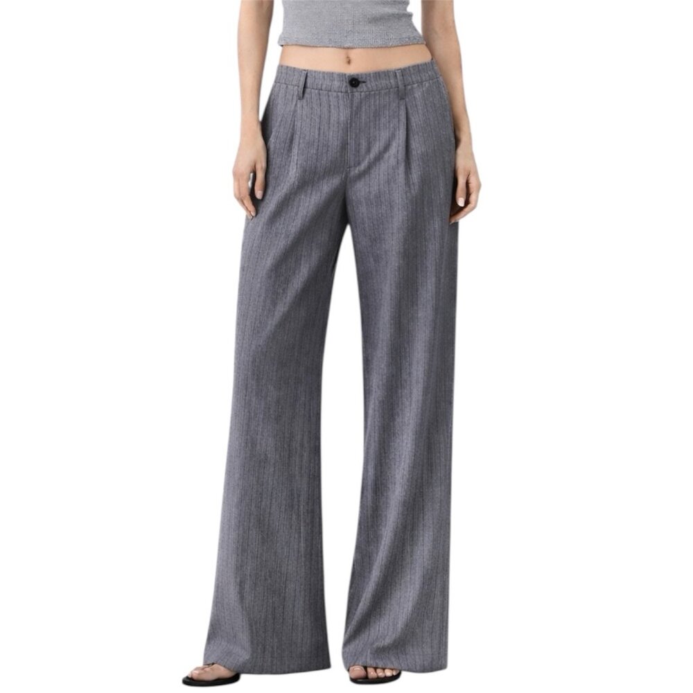 NWOT Urban Outfitters Gray Pinstripe Wide-Leg Trousers